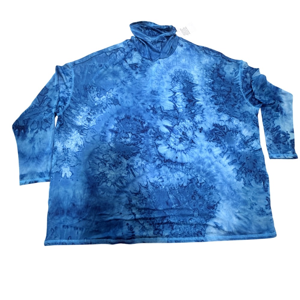 LOGO Lounge Lori Goldstein Tie Dye Turtleneck Womens M Blue Stretch Pockets Cozy